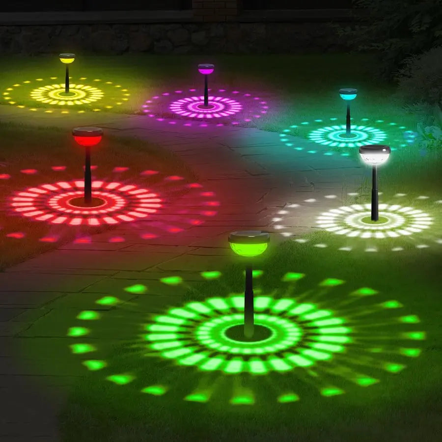 Color Changing Solar Lights Outdoor, Auto ON Off, 3000K White Light amp, RGB LED Solar Garden Lights, Solar Lights For Landscapeing