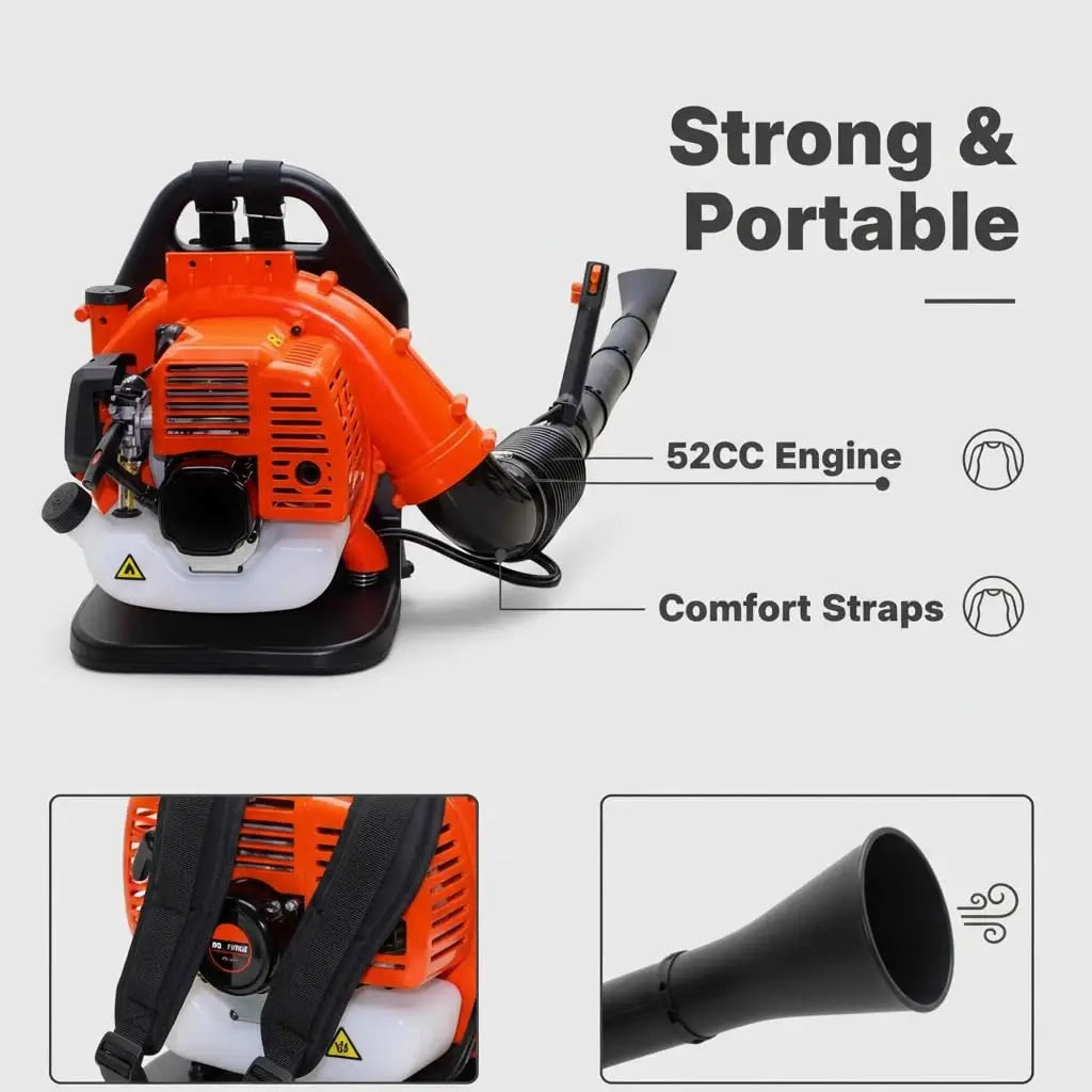 Gas-Powered Backpack Leaf Blower, High-Performance 2-Stroke Engine, Powerful Gas Leaf Blower with Adjustable, Customized