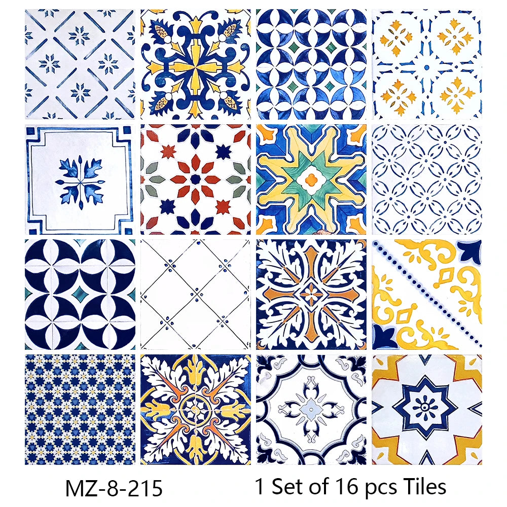 Waterproof Tiles, Peel And Stick, 16 Pieces/Set, PVC