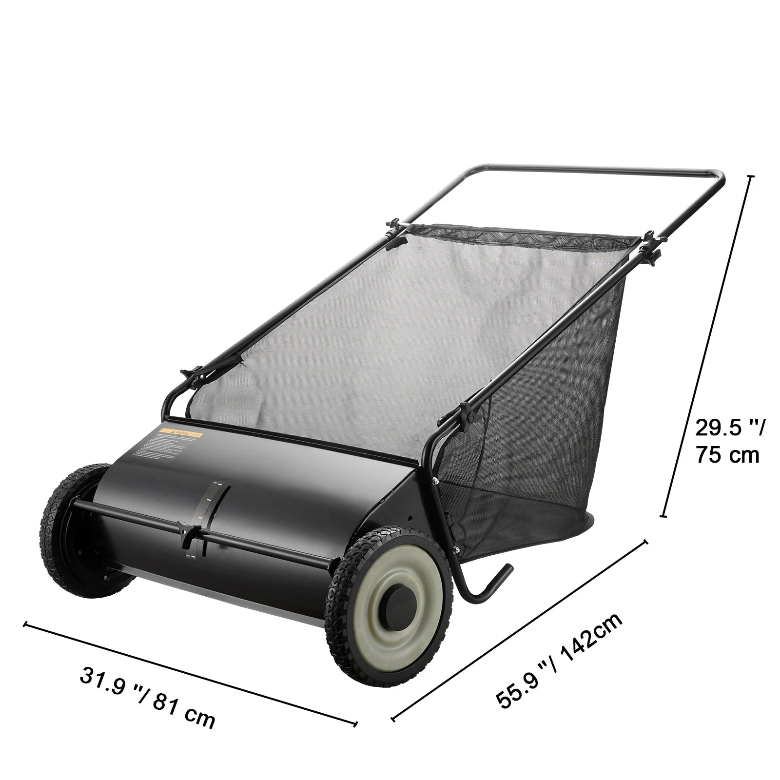 SucceBuy Tow Behind Lawn 21in Sweeper Large Capacity Heavy Duty Leaf Grass Collector with Adjustable Sweeping for Pick
