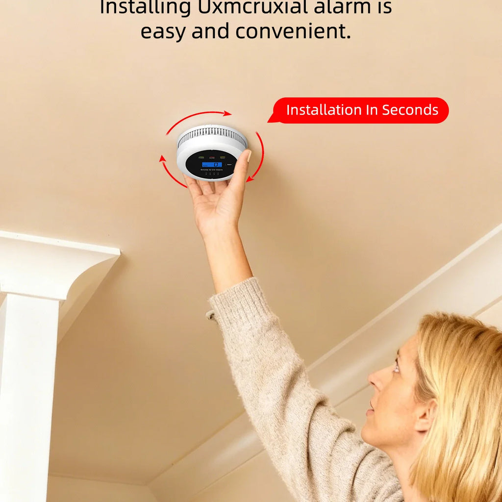 CHZHVAN 2 in 1 Smoke Detector Carbon Monoxide Detector,Smoke Alarm with Display 85dB Alarm  Fire Alarm for Kitchen,House