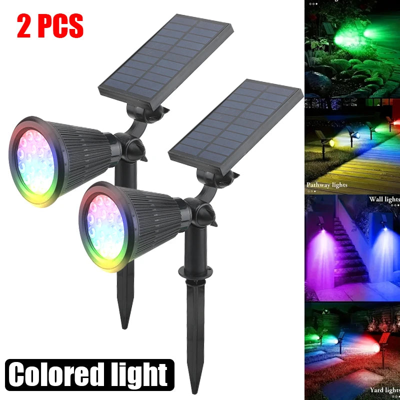 Solar Power Spot Lights Outdoor Waterproof for Christmas Decorations Flag Tree Wreath Santa Claus Snowman Bright LED Landscape Lamp Uplights for Outside Garden Yard Patio Sidewalk Warm White