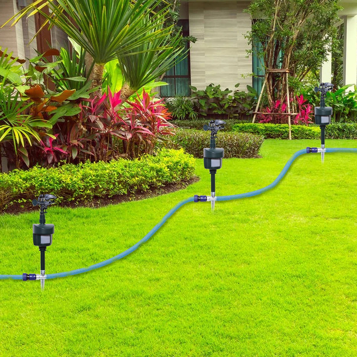 Yardeen Motion Activated Sprinkler to Deter Animals, Battery Operated Animal Repellent Sprinkler, Lawn Motion Sensor Water Sprinkler for Garden