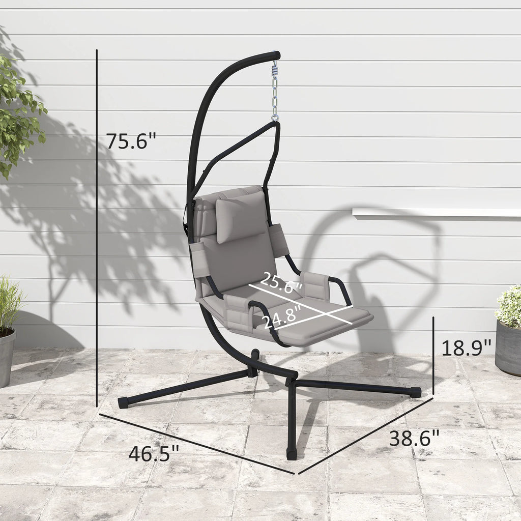 Outsunny Hanging Hammock Swing Chair with PA Coating Cushion, Gray
