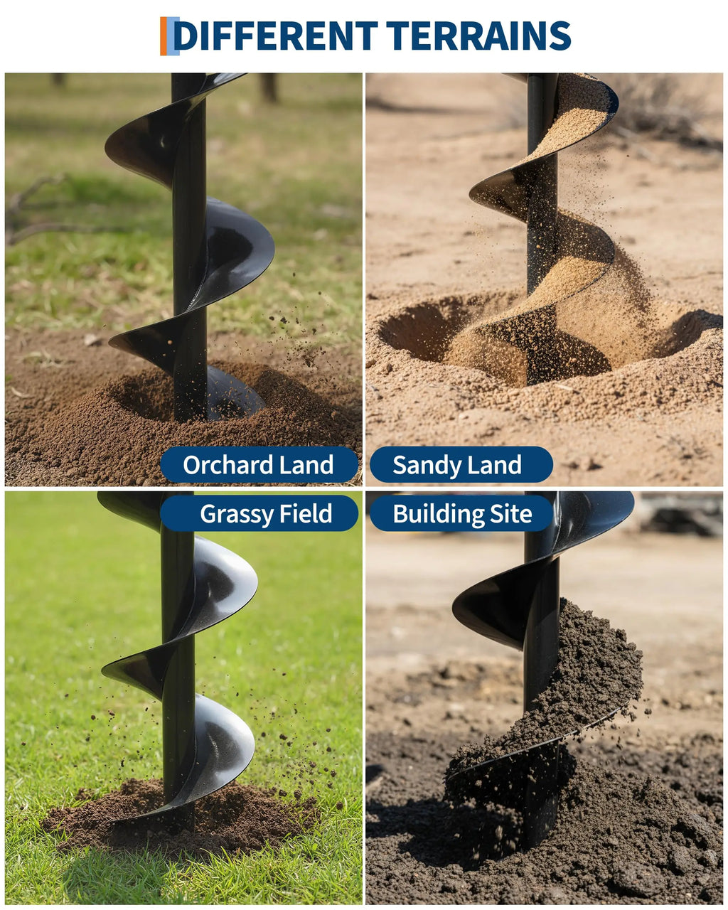 52cc Gas Powered Earth Auger Post Hole Digger With 2 Bits 6" 10" And 3 Extension Rods Heavy Duty Fence Tree Planting Tool