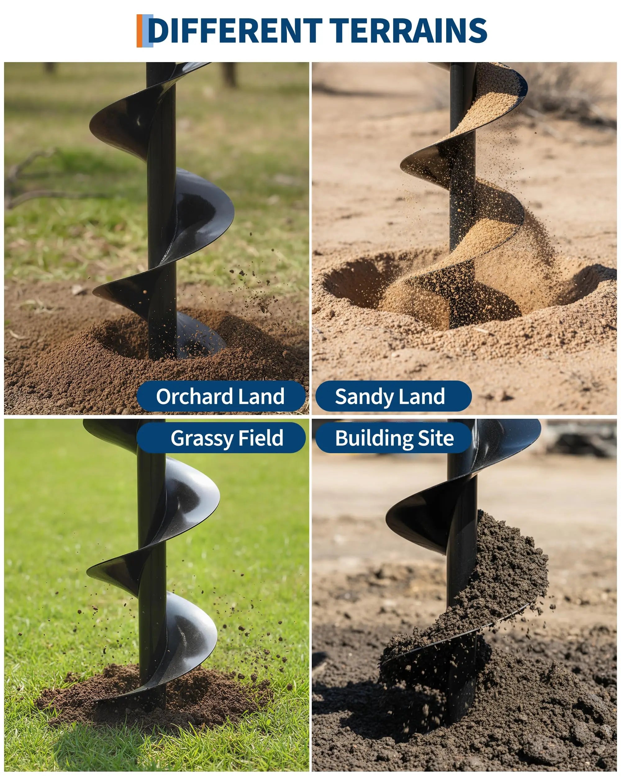 52cc Gas Powered Earth Auger Post Hole Digger With 2 Bits 6" 10" And 3 Extension Rods Heavy Duty Fence Tree Planting Tool