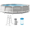 Intex Backyard outdoor swimming pool set: steel frame, round 12 ft x 30 in, Blue Swimming Pool, includes 530 GPH filter pump and ladder