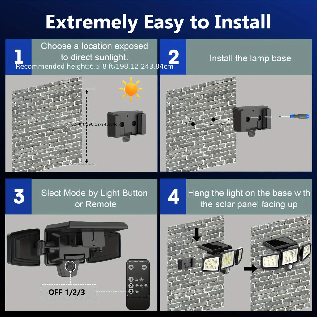 3 Pack Outdoor Solar Lights, 2800LM，Motion Sensor Security Lights for Porch, Garage, Yard Entrance, Patio