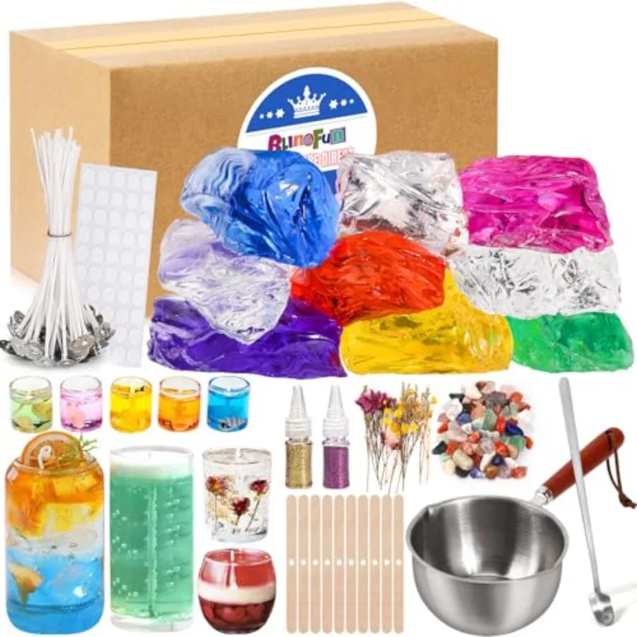 BlingFun Home DIY Candle Making Kit, 7 Colors Gel Wax with Full Accessories, Easy for Beginners
