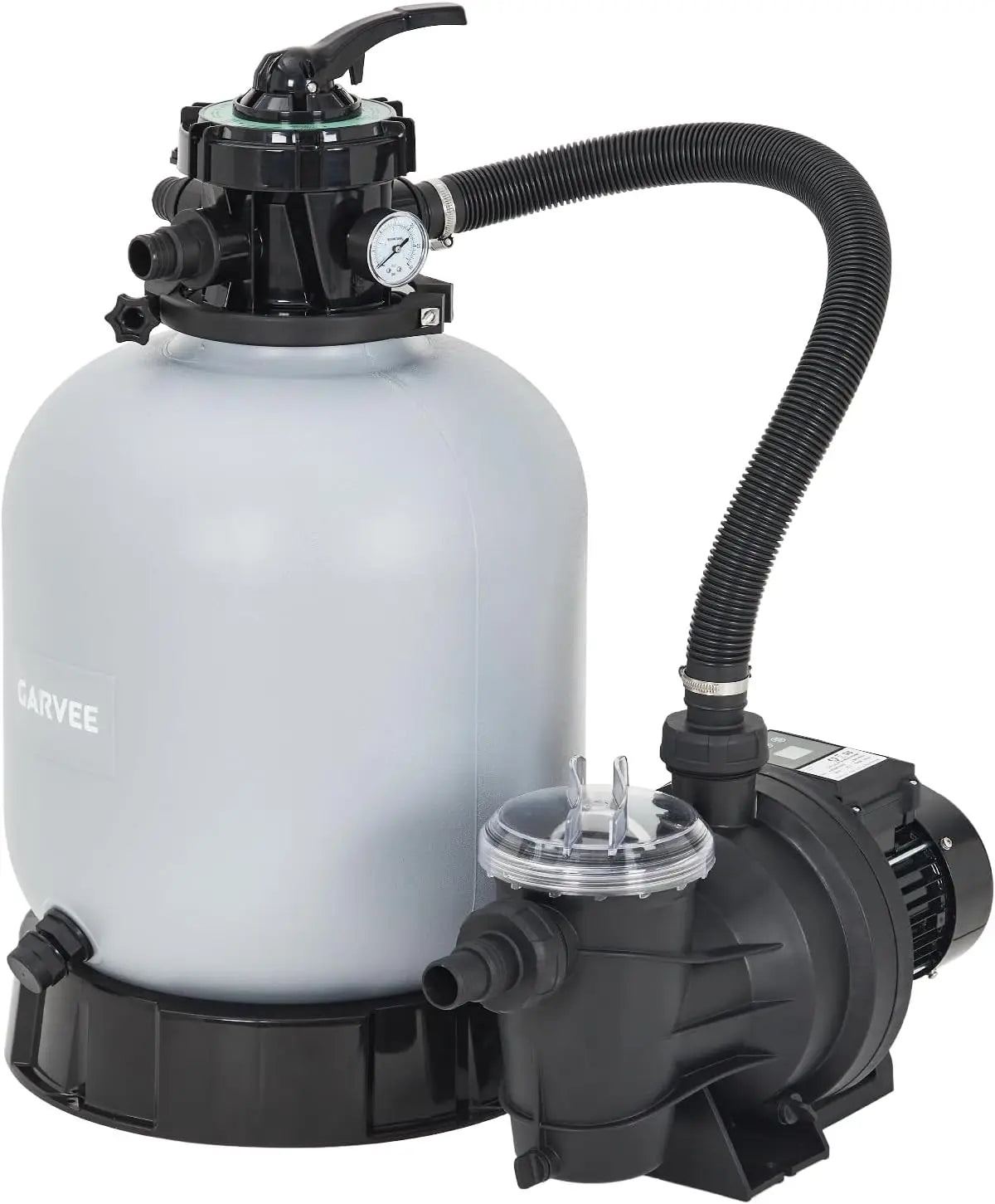 TWISTER.CK 19-Inch 1.5HP Above Ground Pool Sand Filter Pump – 6,075 GPH, Smart Built-in Timer, 7-Way Multi-Port Valve & Large Strainer Basket for Crystal Clear Water
