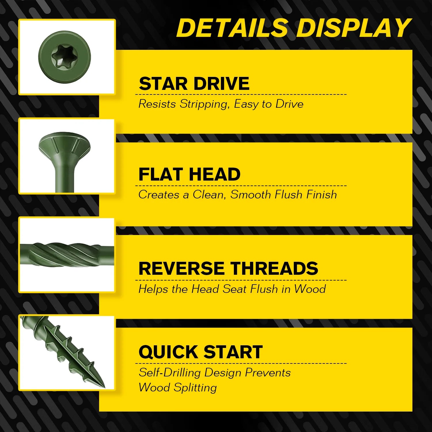 VKKM 150Pcs #8x2" Green Wood Screws Kit, T25 Star Drive Self-Tapping with 50mm Free Bit, All-Climate Anti-Rust – Great for Indoor & Outdoor Projects (Shelves, Framing, Repairs)