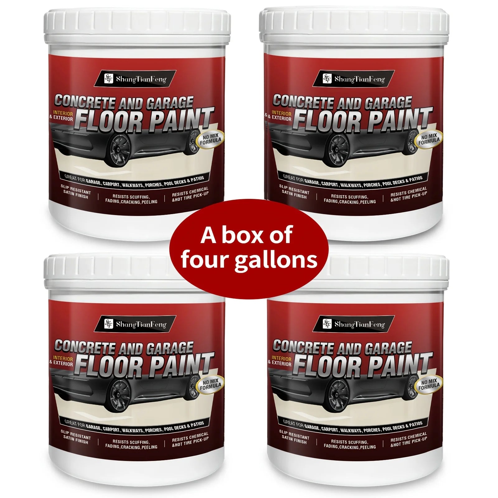 ShangTianFeng Large Container Heavy-Duty Multi-Component Wall/Floor Paint Suitable for Interior/external Use - Large Bucket with Base & Topcoat Paint, Scratch & Stain Resistant Coating for Walls/Floors, DIY Application for Li