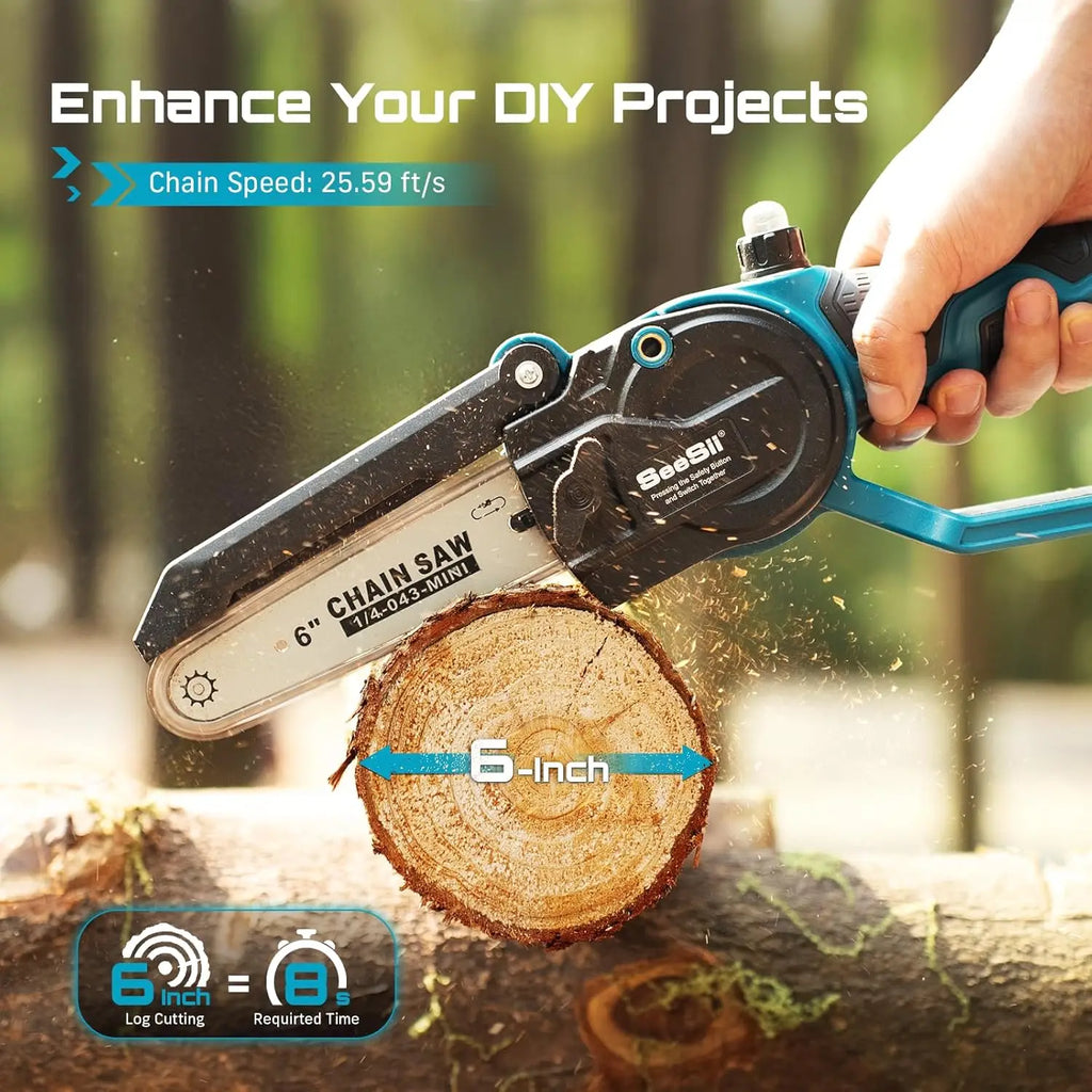 SEESII 6" Brushless Electric Saw&33mm Pruning Shears Cordless Combo for Wood Cutting/Branch Trimming Gardening Tools for Makita Pin