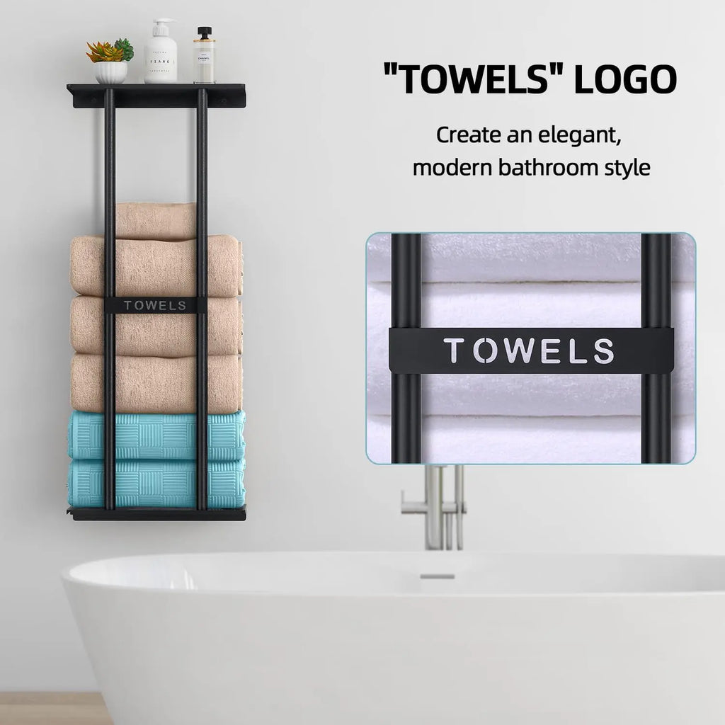 Towel Racks for Bathroom, Bathroom Towel Storage Wall Mounted 30 inch with Shelf Can Holds 6 Large Towels, Wall Towel Rack