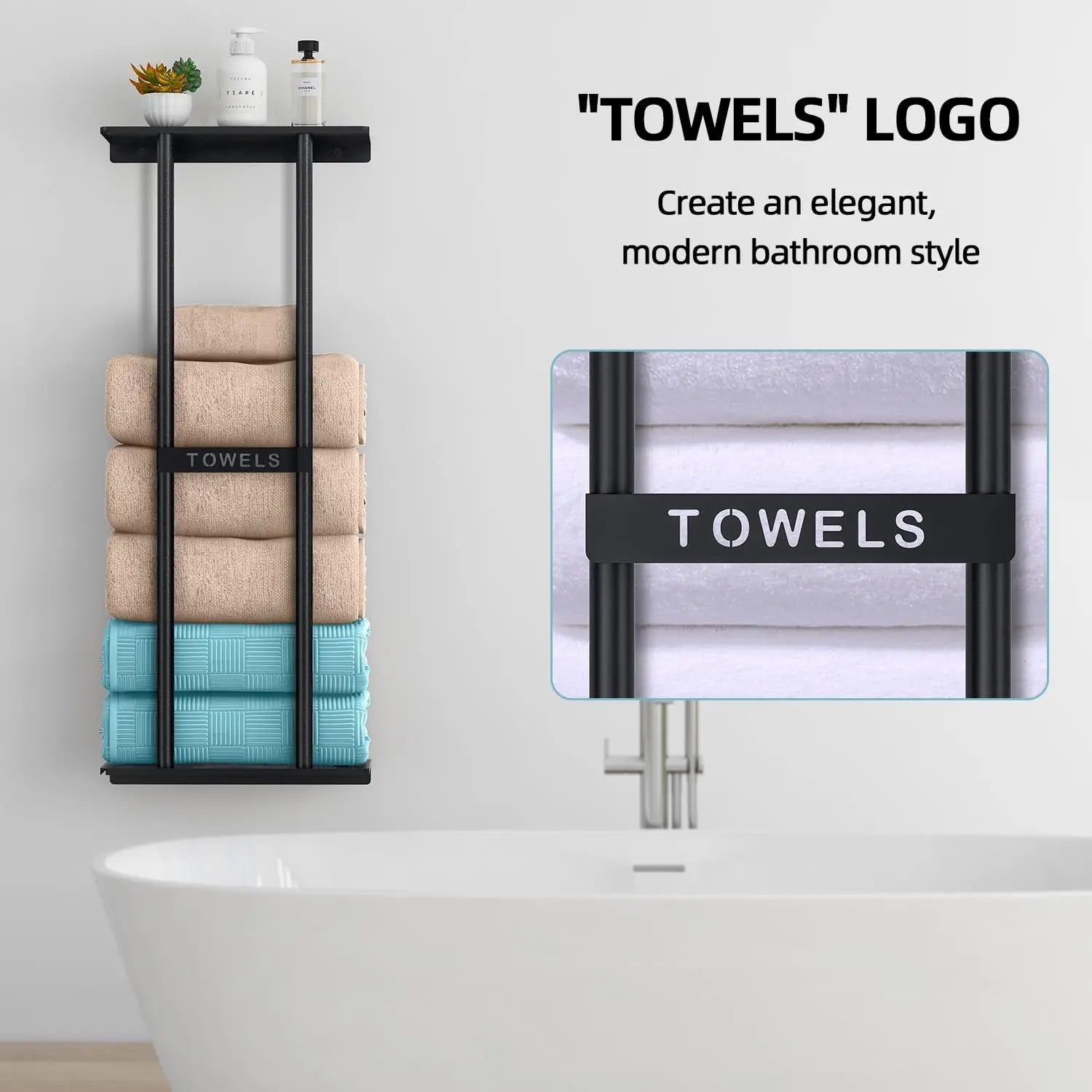 Towel Racks for Bathroom, Bathroom Towel Storage Wall Mounted 30 inch with Shelf Can Holds 6 Large Towels, Wall Towel Rack