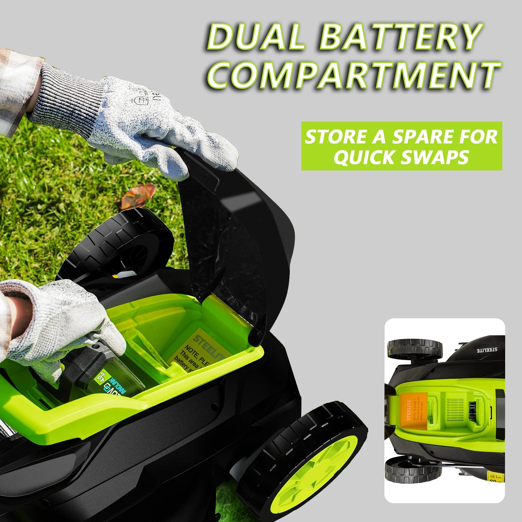 13" Electric Lawn Mower, Lightweight, Cordless, Brushless. 21V 4.0Ah Battery and Charger