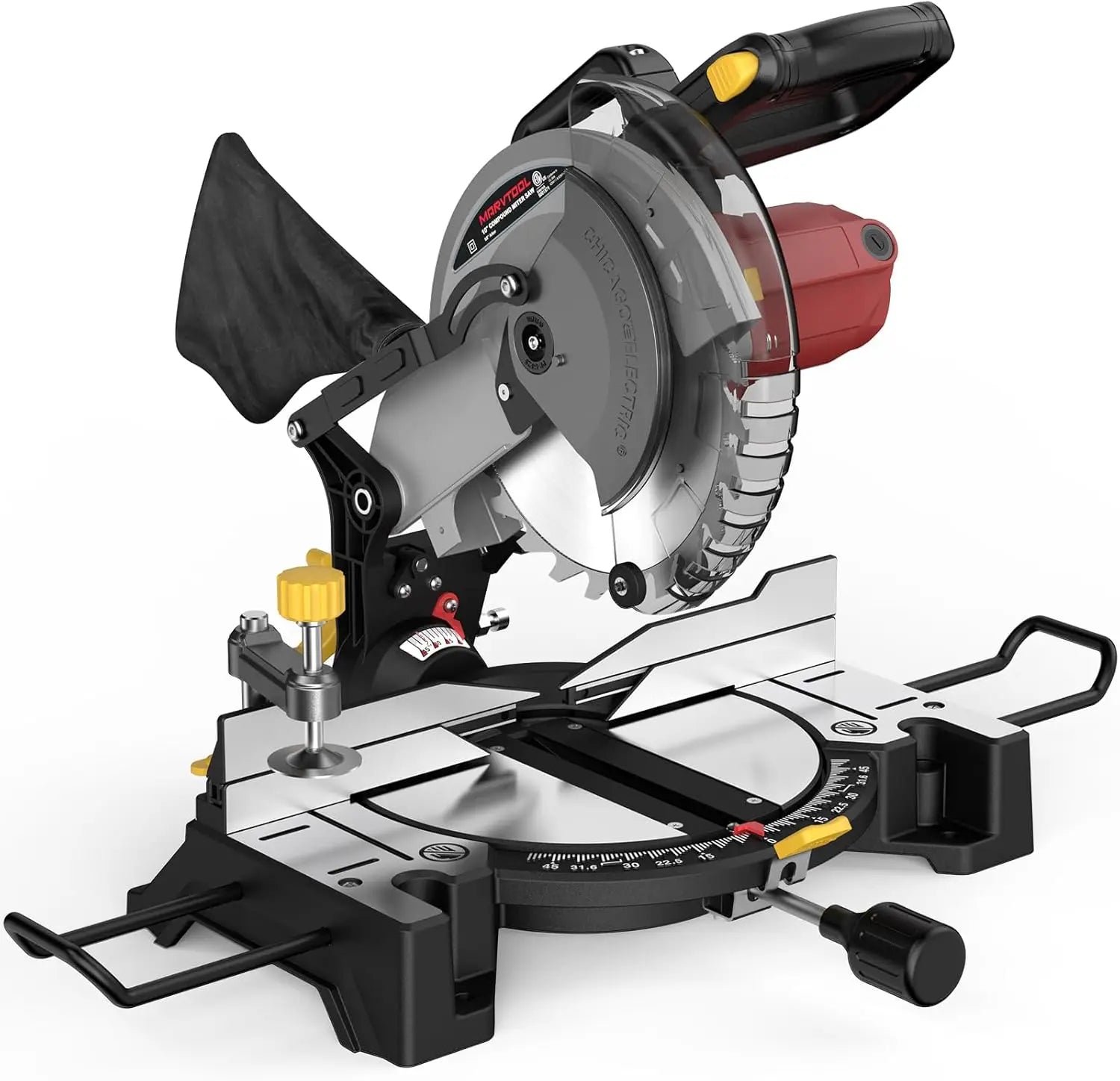 Compound Miter Saw Single Bevel 0°-45° Left Miter 15-Amp 5000 RPM 36-Tooth Blade Precision Angles Metal, Wood Cuttng Machine