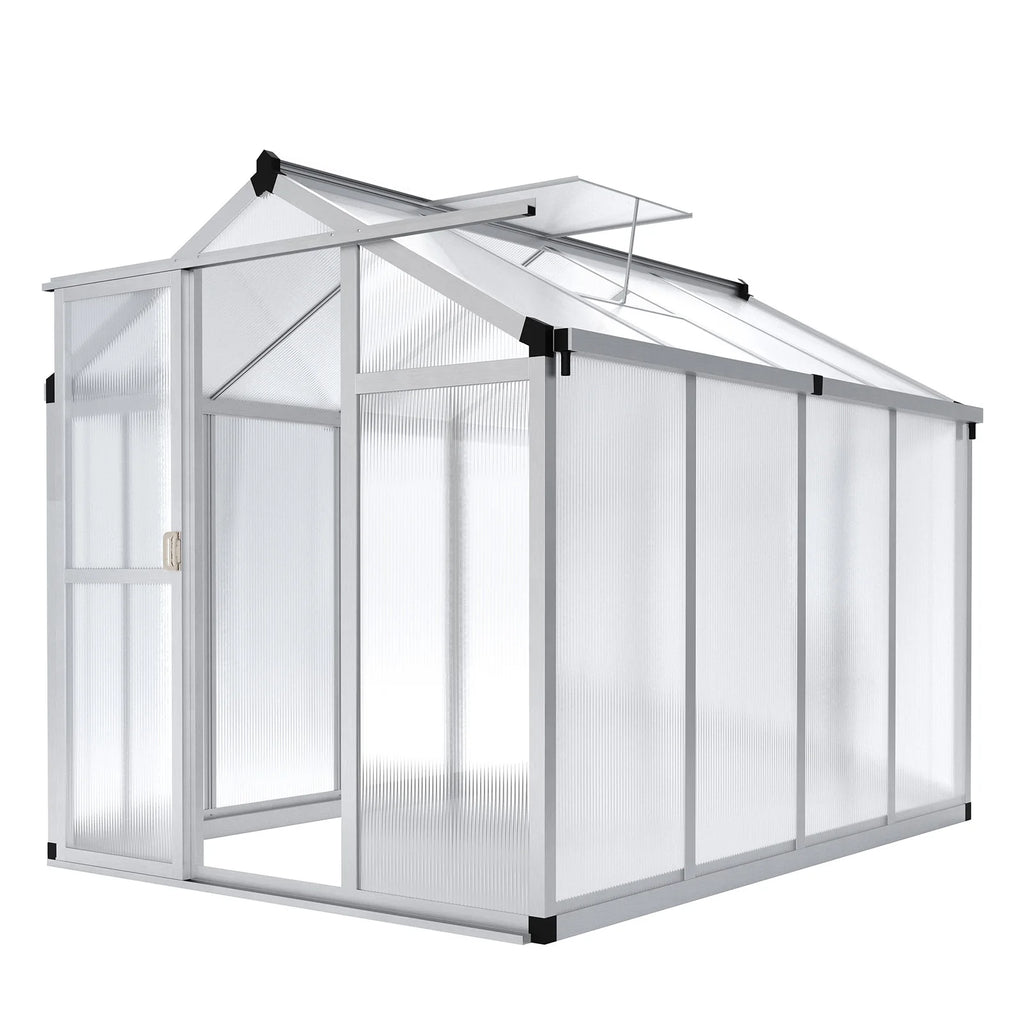 6x8 FT Greenhouse, Aluminum Walk-in Greenhouses for Outdoors, Large Heavy Duty Polycarbonate Greenhouse with Roof Vent