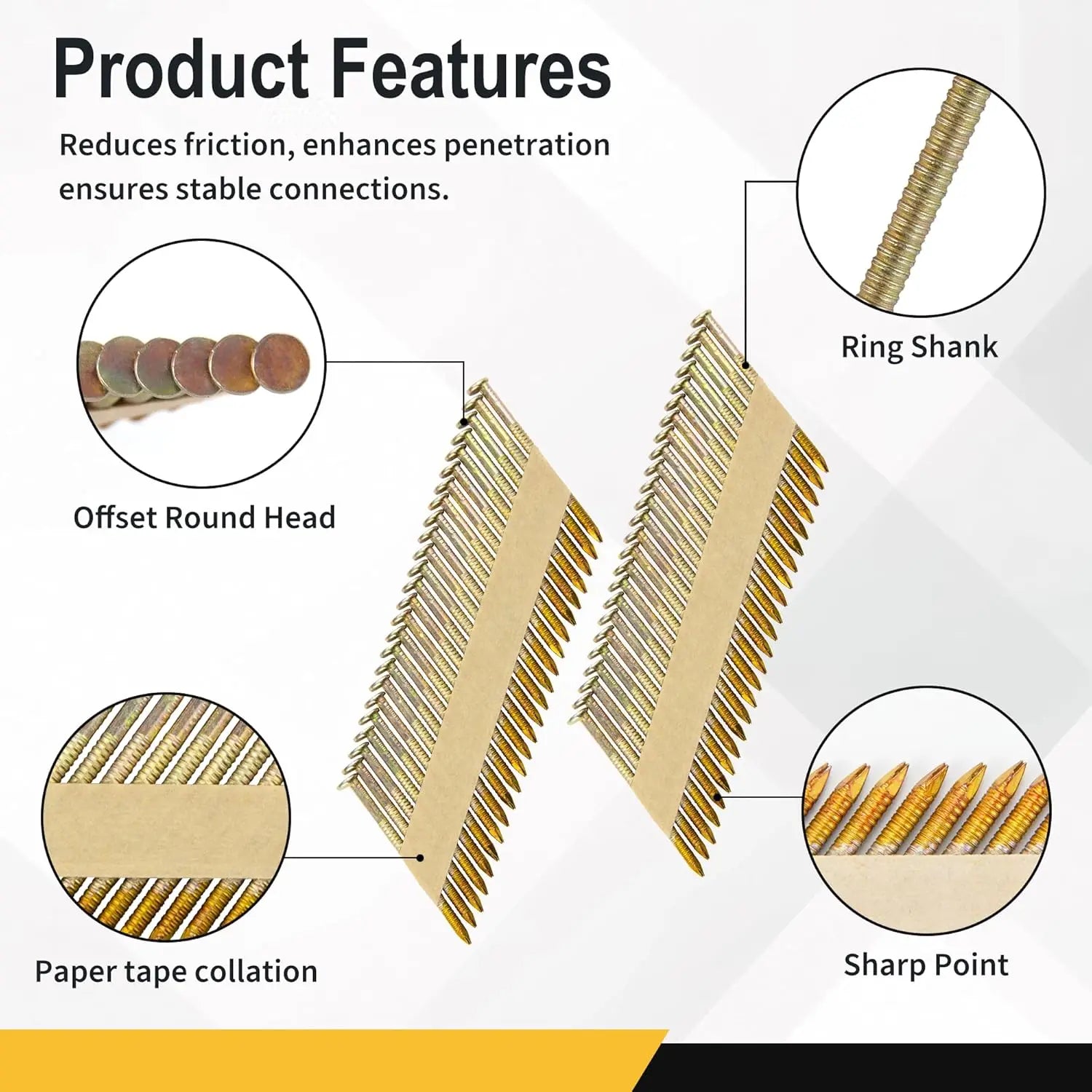 30 Degree Framing Nails, 2-3/8", 1,000PCS