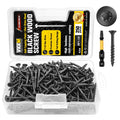 VKKM 250Pcs Black Wood Screws #8x1.5", T25 Star Drive Self Tapping with 50mm Free Bit, Heavy Duty Anti-Rust for Deck Furniture Woodworking DIY