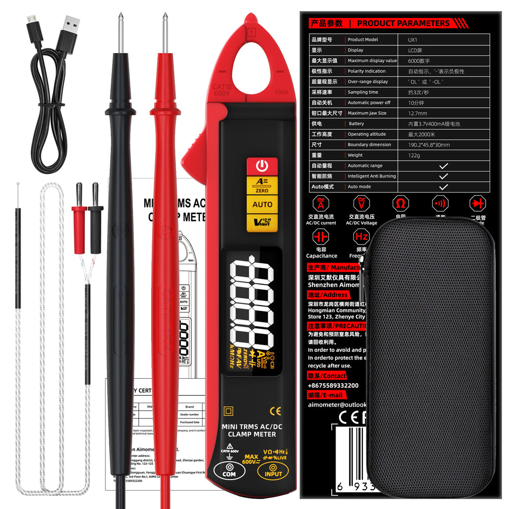 BSIDE Clamp Multimeter True RMS 6000, DC/AC 100A 1mA Auto Current Meter, Intelligent Burn-Proof Digital Clamp Meter for Electricians