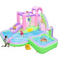 YAO HUI HUANG Backyard summer inflatable water slide bounce house with blower for 5 kids PVC material Pink, Purple, Green, Yellow splash pools & water cannon