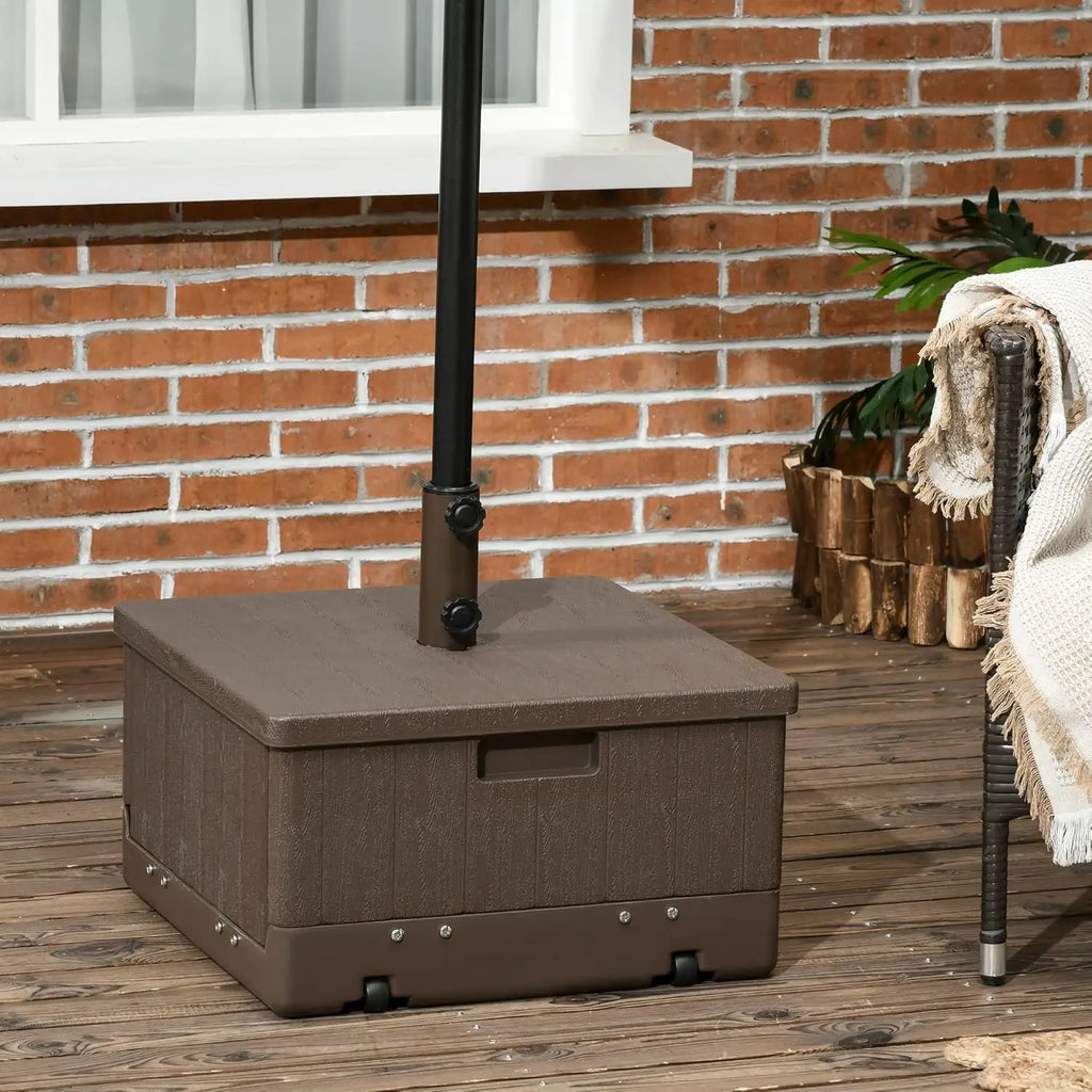 Heavy Duty 3-in-1 Umbrella Base, Umbrella Stand with Wheels, Coffee Table & Planter Box, 175lbs Capacity for Sand.