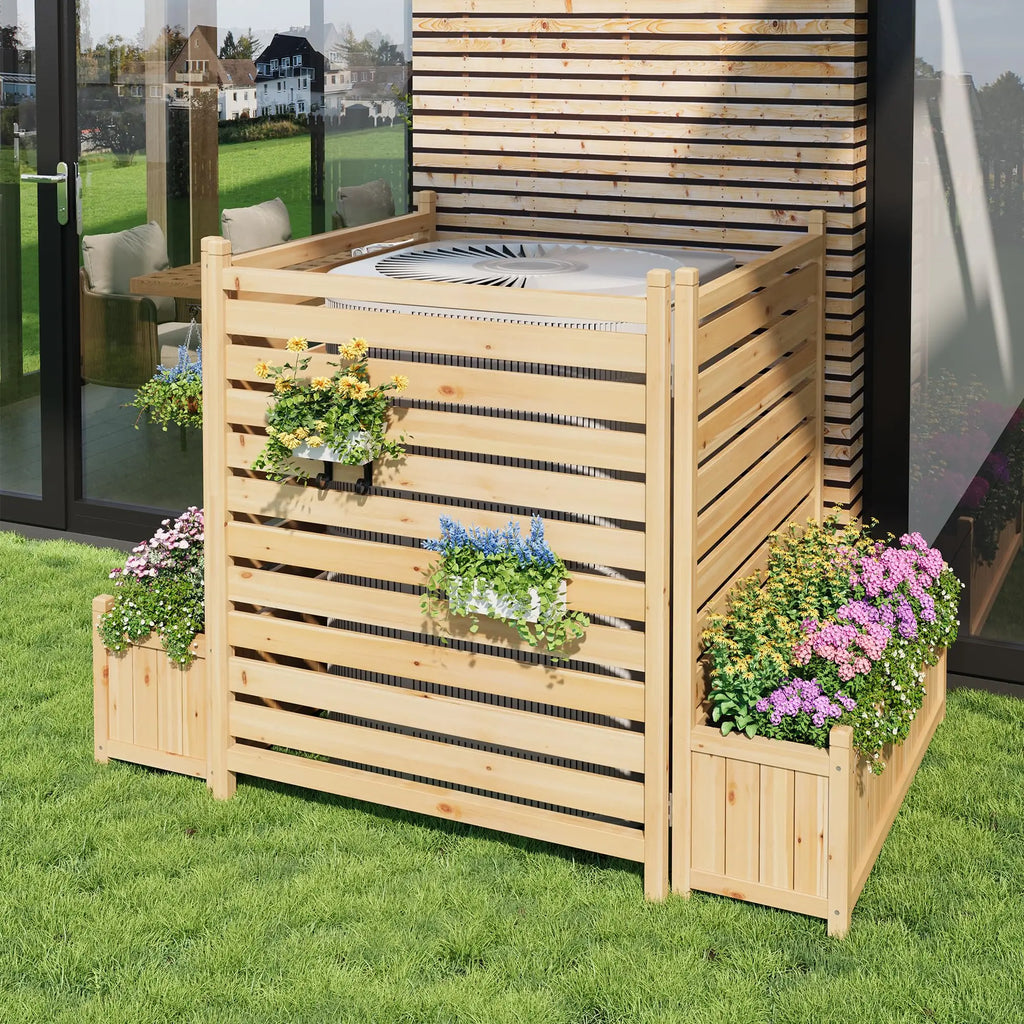 Planter with Trellis, Wooden Raised Bed, Outdoor Planter Box Privacy Fence Panels for Patio Balcony Trash Can to Grow Vegetables