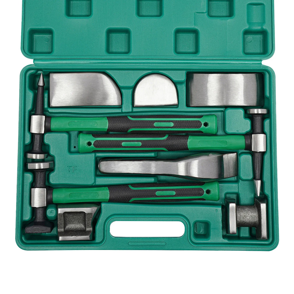 9 PCS Auto Body Steel Manual Repair Tool Kit, Dent Repair Kit, Sheet Metal Hammer, Sheet Metal Lining Irons