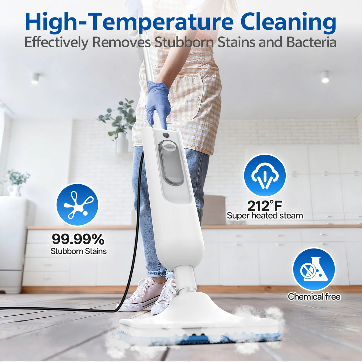 F2 Powerful 6 in 1 Detachable Steam Mop 1300W High Temperature Sanitizing Steamer Pet, Family Safe Multi-Surface Cleaning for Floor Carpet Kitchen Bathroom