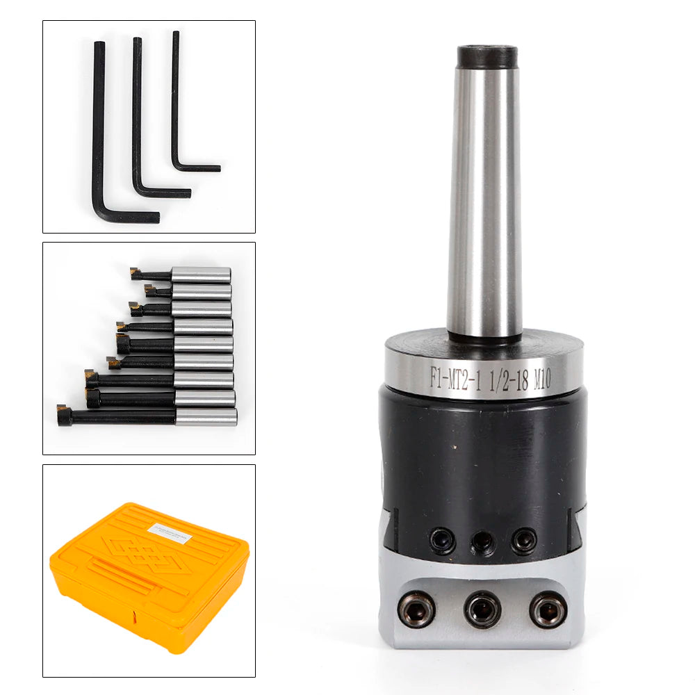 Boring Hole Boring Bar Set MT2-M10 F1-12 50mm Boring Head + 9 Pcs 12mm Boring Bars Set Boring Tool