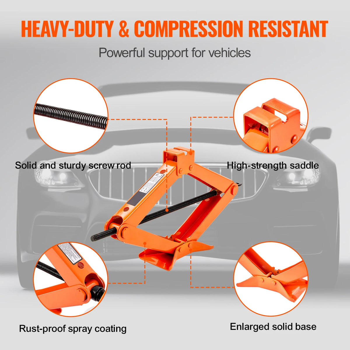 SucceBuy Scissor Jack 2.5 Ton/5512 lbs Scissor Car Jack 3.7"-17.1" Lifting Range Scissor Lift Jack Portable Tire Jack for Car