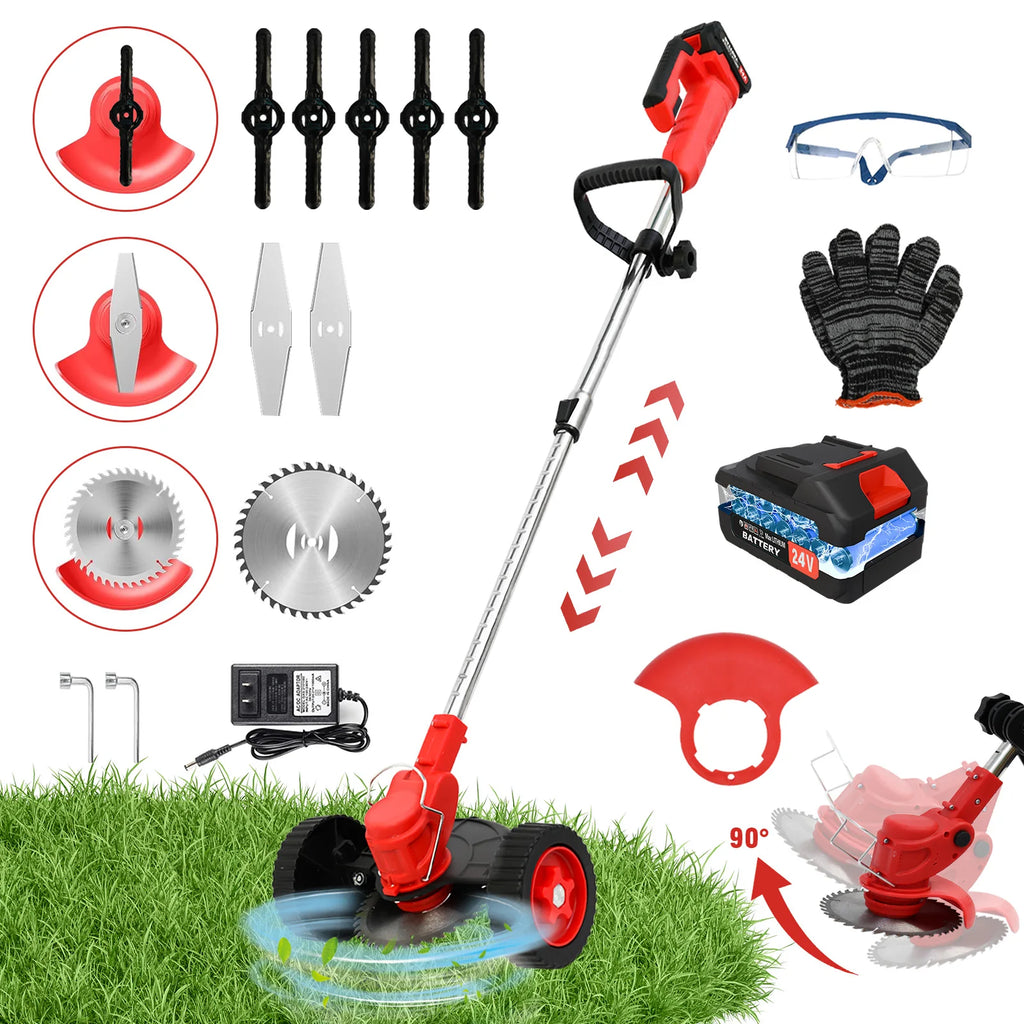 24V Cordless Weed Wacker Electric Grass Trimmer 3-in-1 24V Lithium-ion Edger and Trimmer for Lawn and Garden