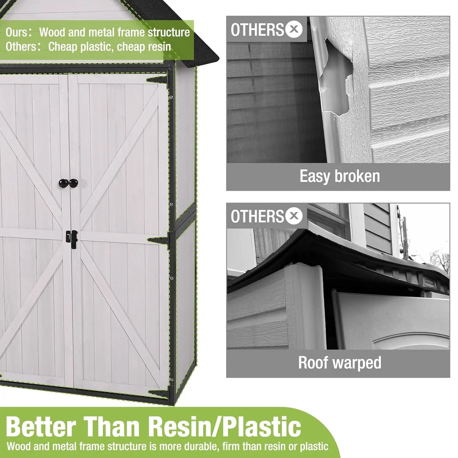 Outdoor Metal Frame Storage Shed Tool Cabinet Wooden Floor Adjustable Shelves Garden 2.5x1.4FT, Customized