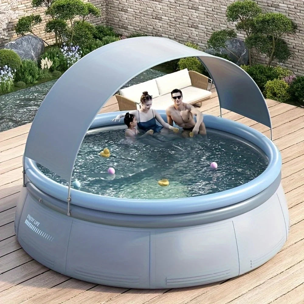 118.11*25.98in Accommodates 7 people Inflatable Swimming Pool Extra-large Blow up Pool, Round Inflatable Pools Adult, Family Swimming Pool , Top Ring Summer Water Party Pools for Outdoor, Backyard