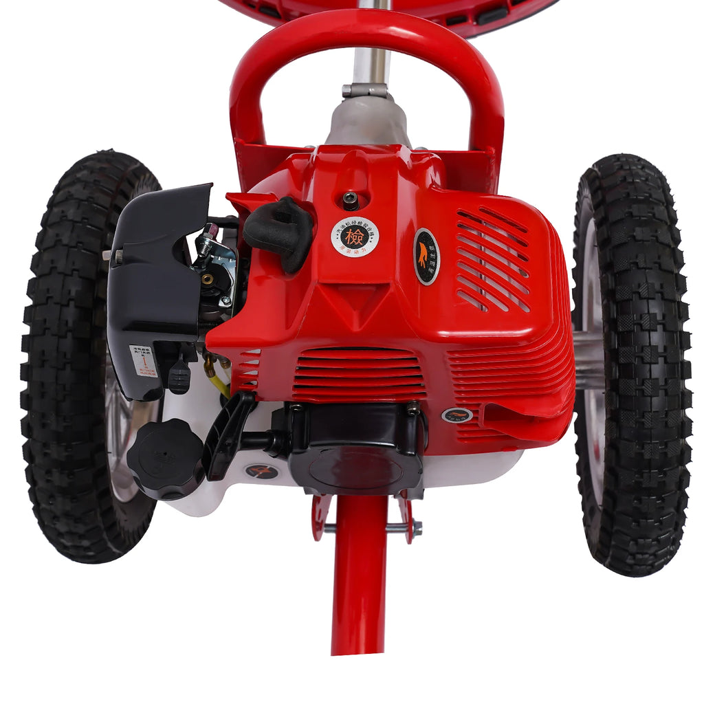Bymaocar 2-Stroke Gas Lawn Mower Hand Push Gasoline Lawn Mower 28cm Cutting Width Small Gasoline Multi-function Garden Edging Tool