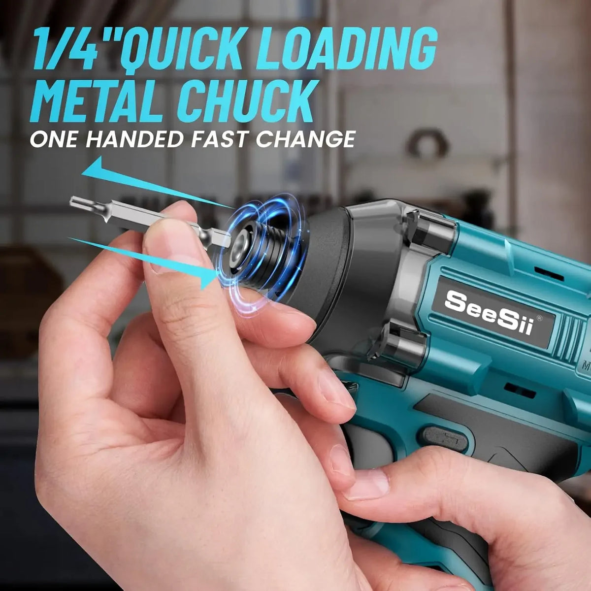 SeeSii Cordless Impact Driver Kit 21V Brushless Electric Wireless Screwdriver 2200 In-Lbs. 1/4' Hex Chuck 0-3000RPM Variable Speed With 2*4.0Ah Batteries 20Pcs Driver Bits LED Light