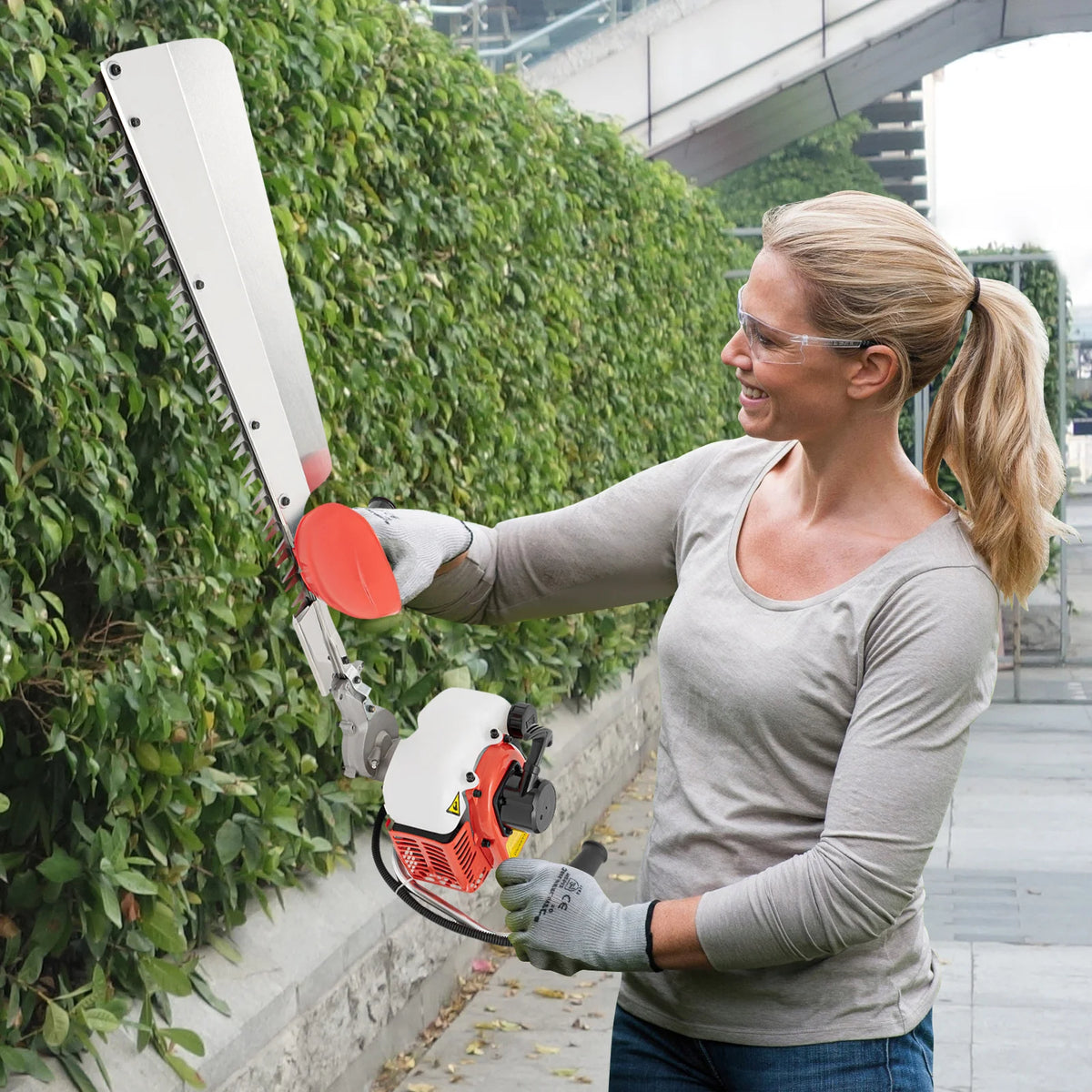 Hedge Trimmer 0.65KW Aluminum Garden Bush Trimmer Tool, 7500r/min, Single-edged Blade Hand-pull Start, 103*26*25 cm