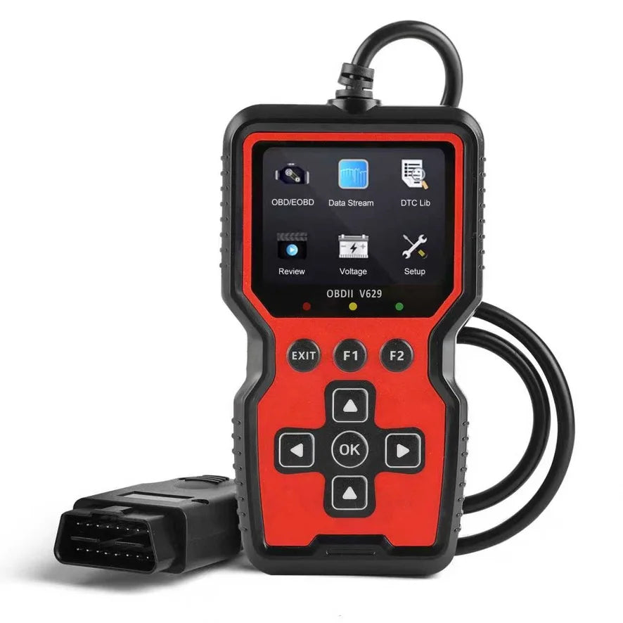 V629 OBD-II Car Fault Code Reader, 12V Gasoline Vehicle Scanner for DIY & Repair Shop, Read & Clear Engine Trouble Codes, View Live Data