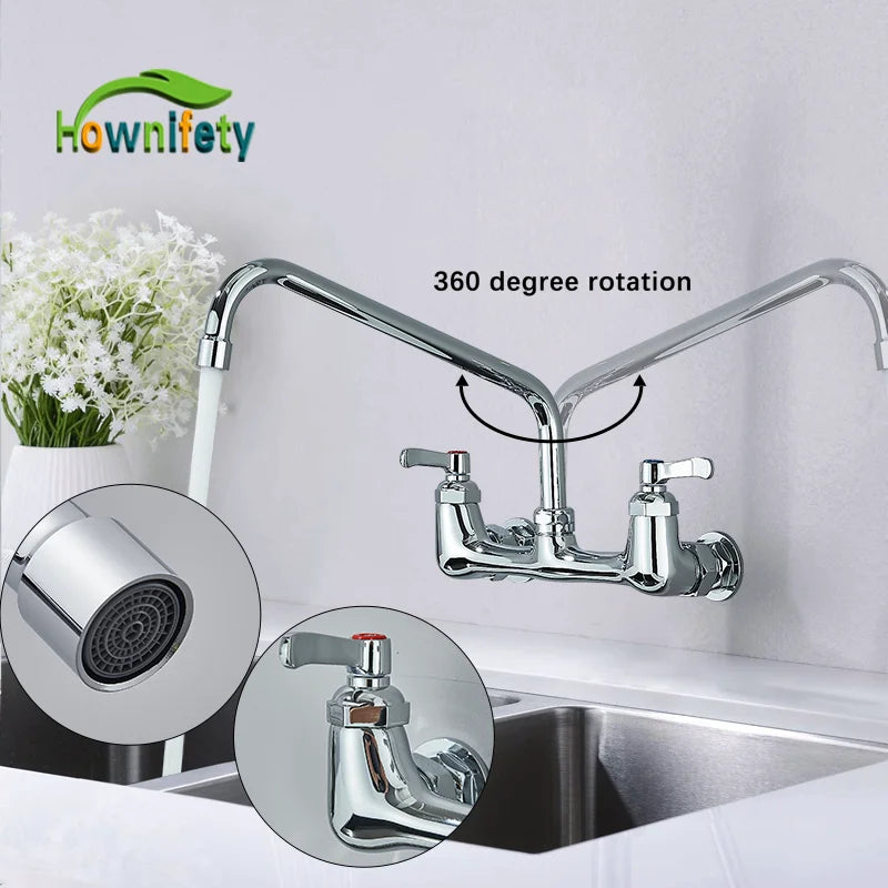 Chrome Kitchen Faucet, Wall Mount, Swing Spigot