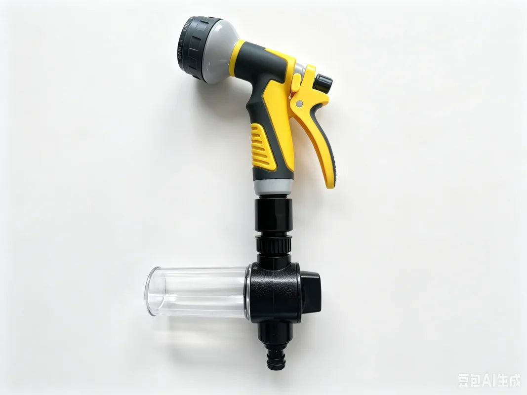 8 Spray Modes Garden Hose Spray Gun with Transparent Soap Dispenser Bottle, Adjustable High Pressure Water Nozzle, Anti-slip Handheld Water Sprayer for Car Washing, Pet Bathing, Garden Watering, 2 Colors Optional