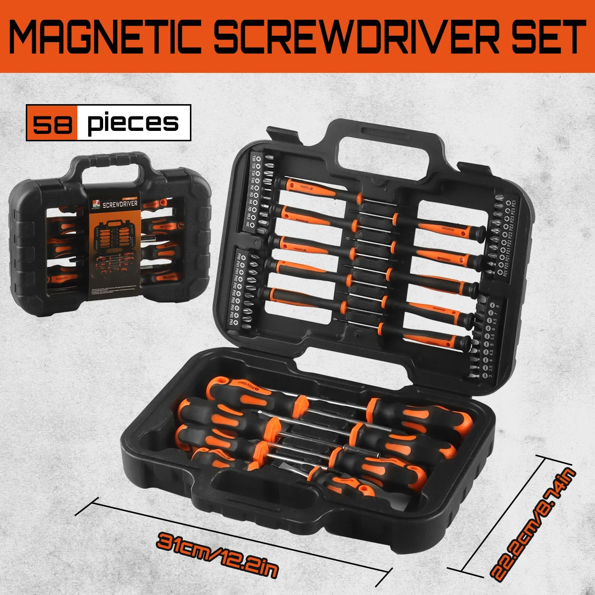 58PC Screwdriver Tool Kit, Mechanics Tool Set, Magnetic