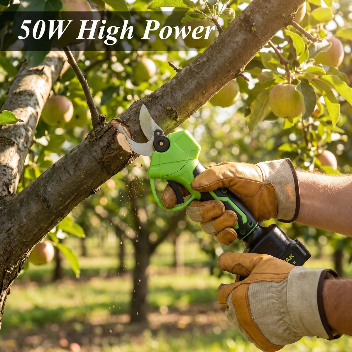Kepeak Green Cordless Electric Pruner Tree Branch Cutter SK5 Sharp Blade 1.18 Inch Cut 10 Cells Two Batteries One Charger 13000mAh Rechargeable Battery 60 Min Fast Charging Lightweight Ergonomic For Orchard Garden Farm Prunin