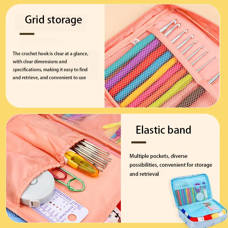 Crochet Kit Beginners, Crochet Hook Set with Crochet Yarn, Portable Set, Travel Crochet Supplies, 58 Pc Crochet Kit