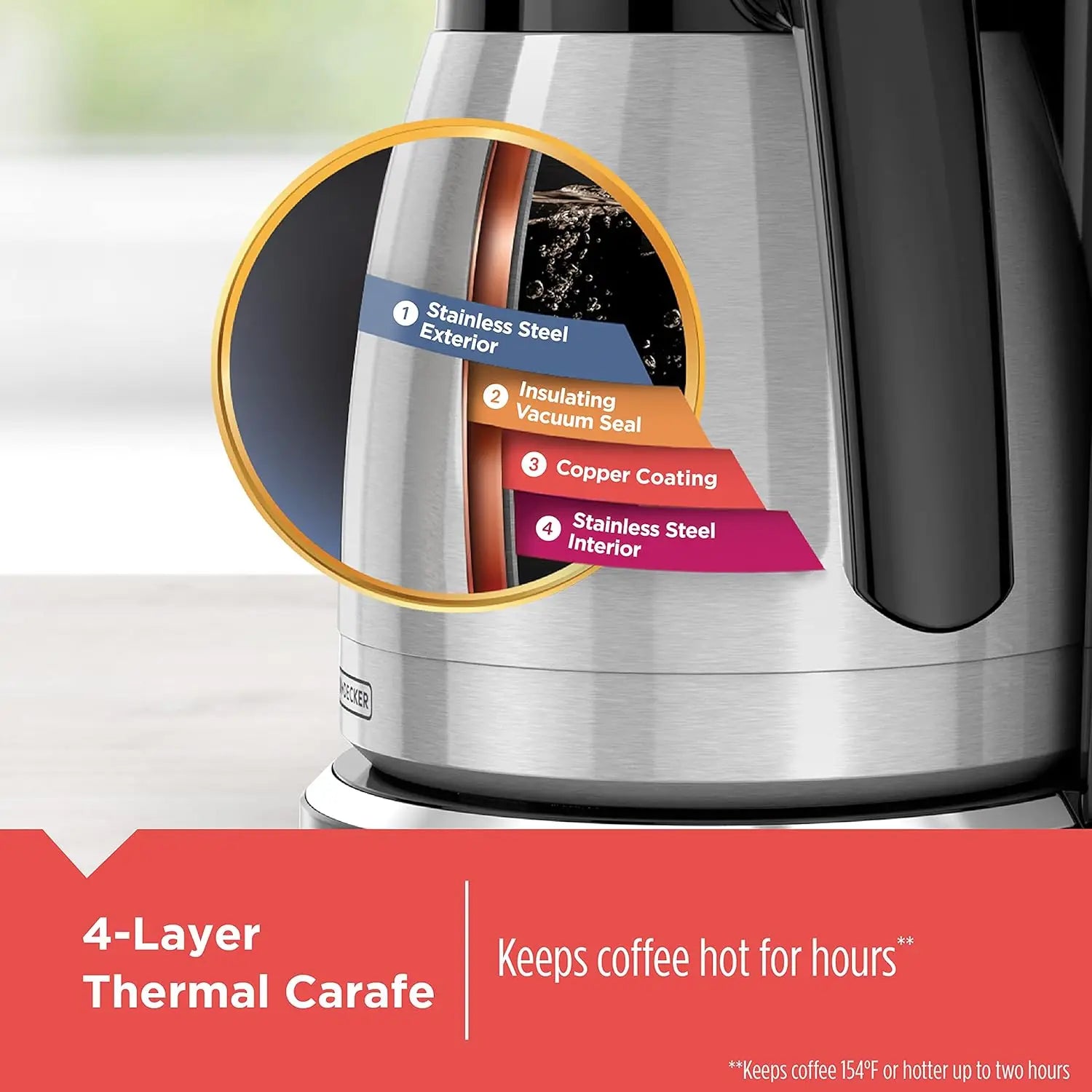 12 Cup Thermal Programmable Coffee Maker with Brew Strength and VORTEX Technology, Black/Steel