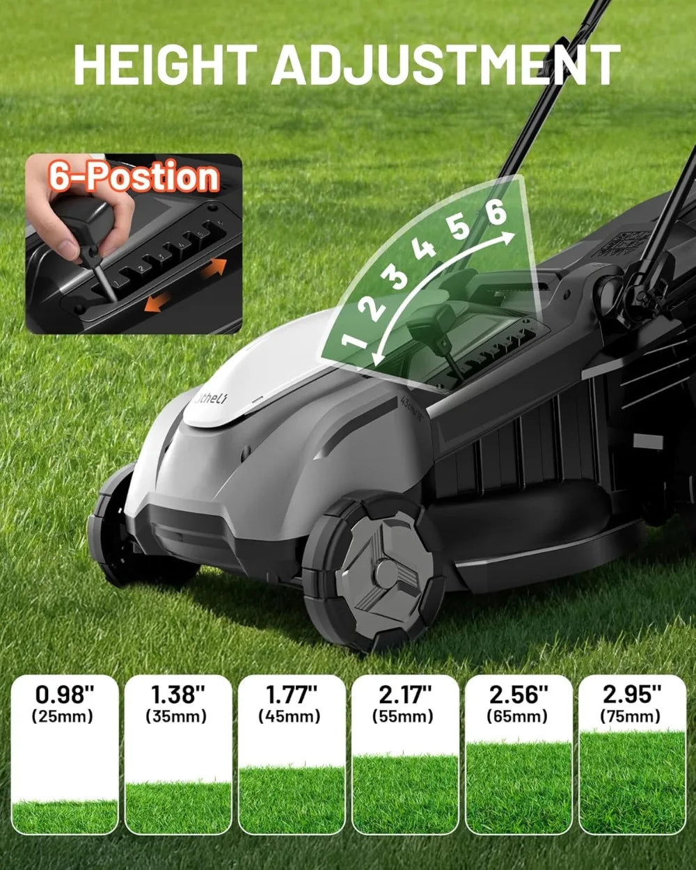 Self-Propelled 18-Inch Cordless Lawn Mower, 40V Brushless Motor, 6-Height Adjustment, 2×5.0Ah Batteries Included