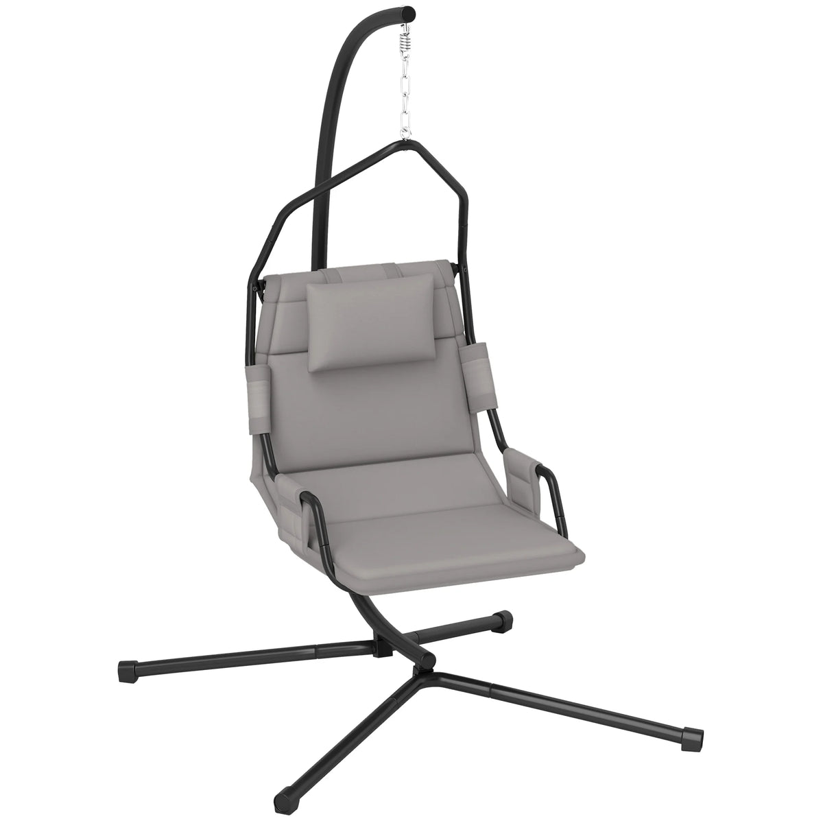 Outsunny Hanging Hammock Swing Chair with PA Coating Cushion, Gray