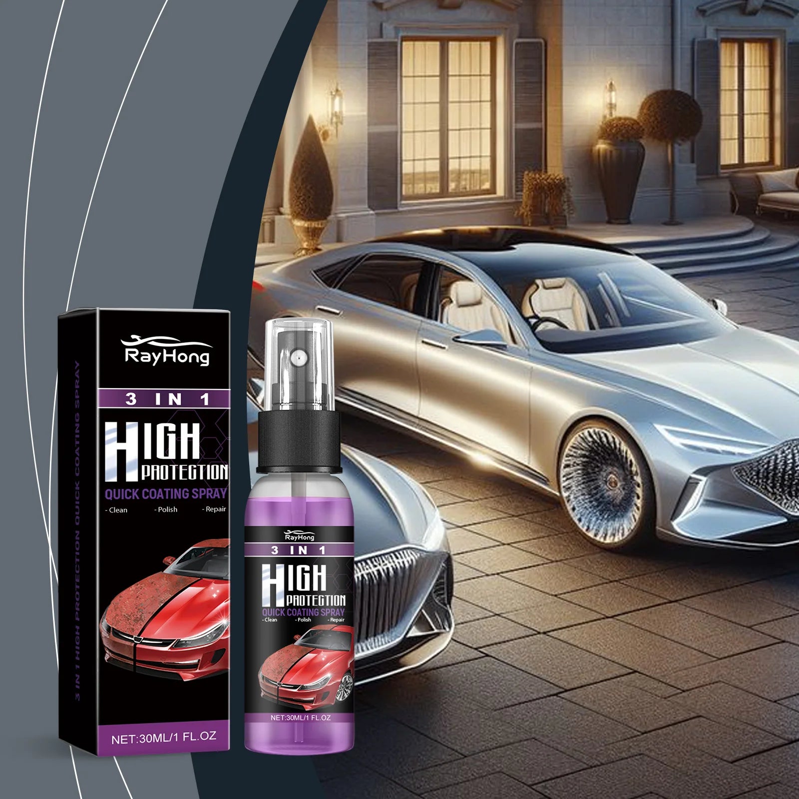 3 In 1 High Protection Fast Car Paint Spray, Diy Paint Change Color Cleaning Coating Spray