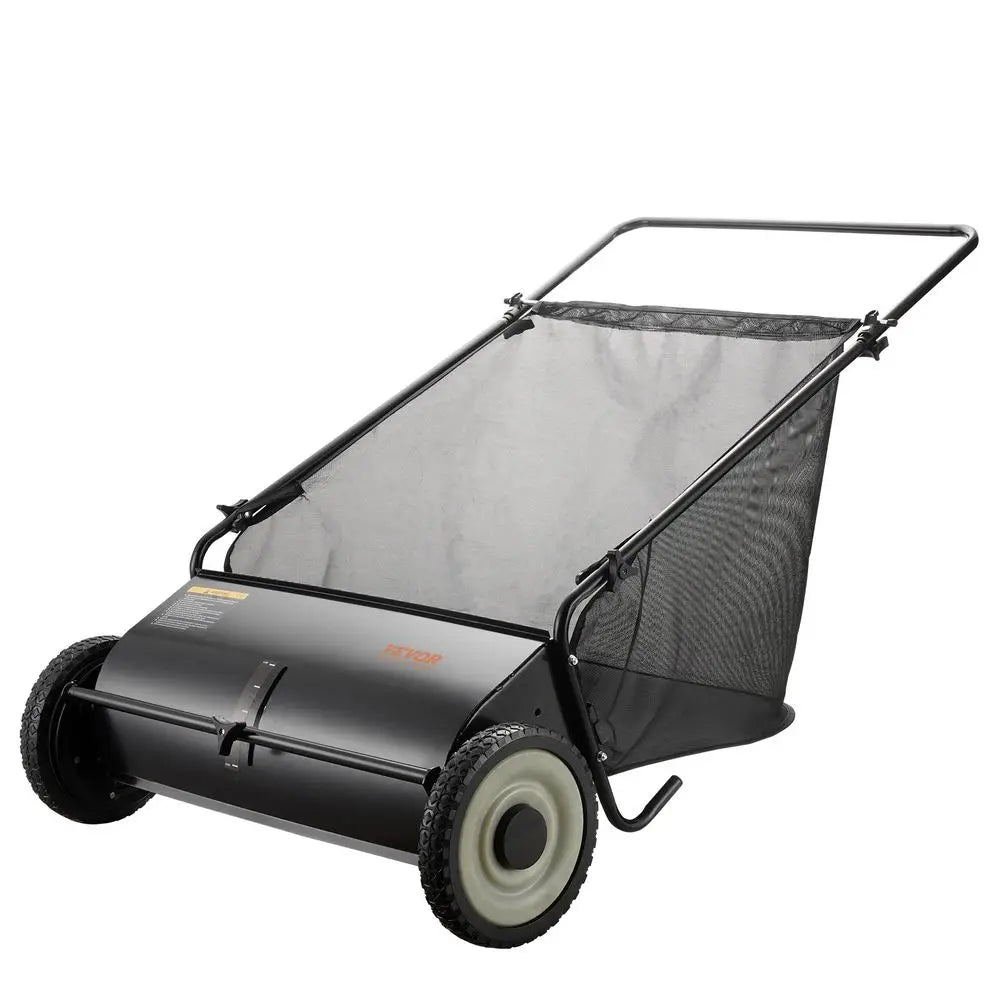 SucceBuy Push Lawn Sweeper, 26 Inch Leaf & Grass Collector, Strong Rubber Wheels & Heavy Duty Thickened Steel