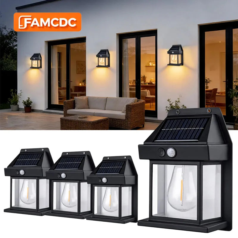 TechlumeX Solar Wall Lights Outdoor Dusk to Dawn Solar Motion Lights Outdoor Waterproof 3 Lighting Modes Wall Mount Light Sconces For Outside Patio Fence Yard Garage 2 Pack LED Street Light